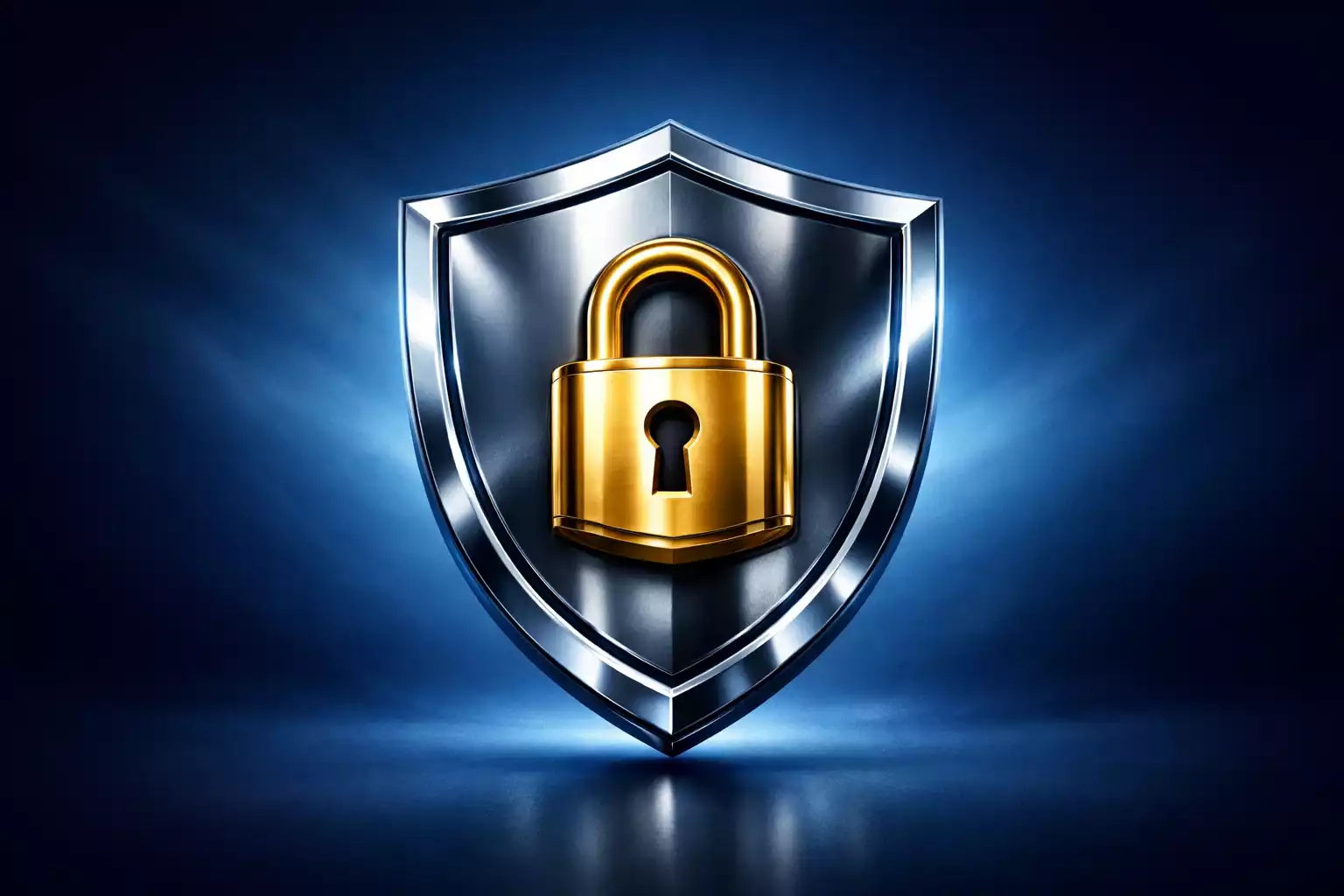 Escudo de protección digital con candado simbolizando seguridad de datos