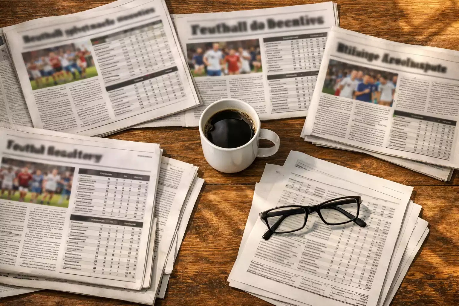 Escudo y bandera de liga de fútbol junto a lista de partidos de la jornada