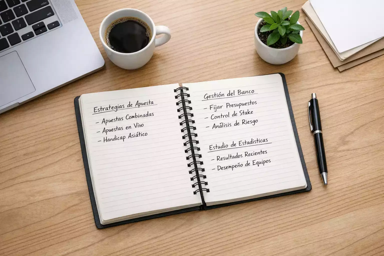 Manos de persona escribiendo notas de análisis junto a ordenador portátil