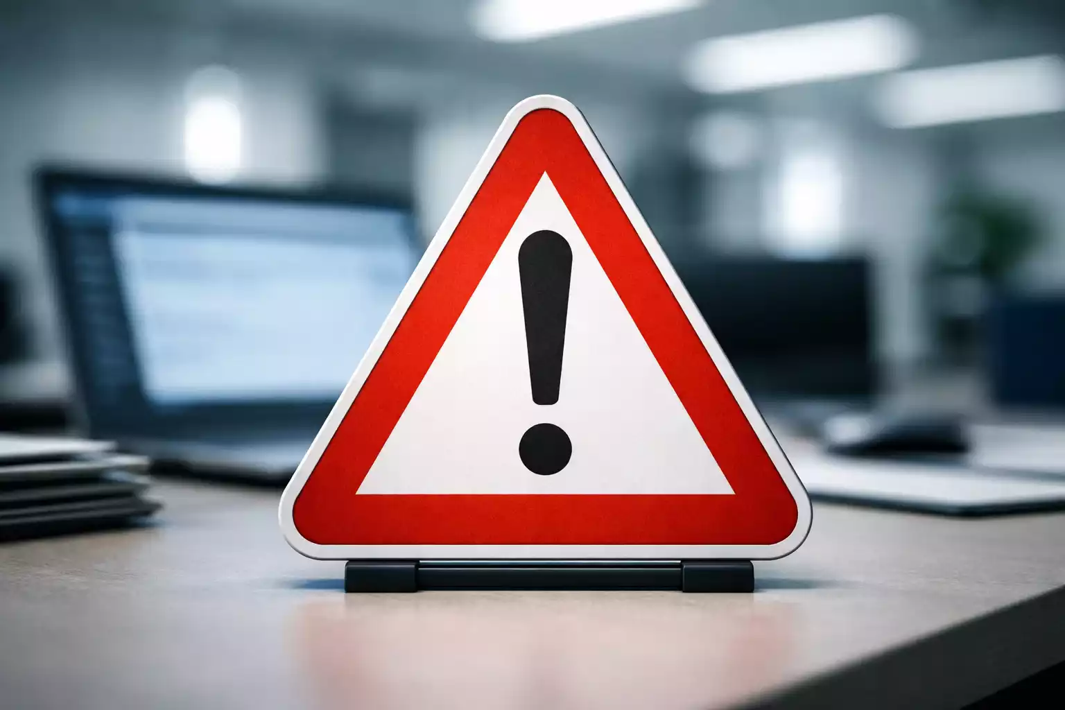 Señal de advertencia roja sobre riesgos de sitios web no autorizados